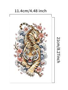 1pc Tiger Stripe Temporary Tattoo Sticker, Waterproof & Sweat-Resistant, Disposable, Suitable For Women And Men, Face, Arm, Waist, Chest, Leg, Abdomen, Neck, Hand, Finger, Back, Party, Stage Performance, Modern Body Art - Multicolor - View 3