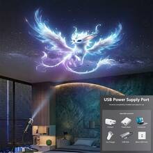 Portable USB Dream Creature Projection Lamp - 360° Rotatable LED Atmosphere Light With Interchangeable Dream Image Slides (Unicorn, Deer, Fox, Cat) - Creative LED Night Light For Bedroom, Living Room, Car Ceiling - Novelty Decor And Gift - Dreamy Forest - View 7