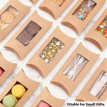 20/40pcs Kraft Paper Pillow Boxes With Transparent Window, For Gifts, Kraft Paper, 5 X 2.9 X 1 Inch, Clear Display Board, Display Soap, Jewelry Or Party Favors - Gift Box With Window - View 4