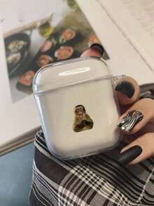 1 Transparent Surprised Monkey Pattern Shockproof Earphone Case, For Teen Boys And Girls, Durable Headphone Protective Cover, Stylish Daily Use Earphone Case, Compatible With Airpods 1/2/3/4/Pro/Pro2/Pro3, Holiday Gift - Clear - View 5