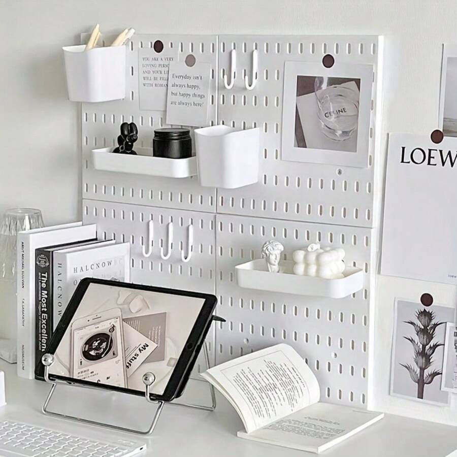 No-Drill Wall Shelf (Single Pack) - Easy Installation, Strong Adhesive & Drill-In Dual Mounting, Durable Plastic/Metal Material, Space-Saving Shelf, Suitable For Kitchen, Study - Home Storage Solution - Multicolor - View 1
