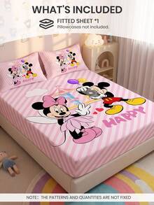 Disney 1件裝迪士尼印花包床單床墊套，秋季床上用品，床墊保護套，柔軟舒適溫馨透氣防皺，可機洗，單人/雙人/加大/特大尺寸，四季適用，不含枕頭與枕套，宿舍床上用品，臥室裝飾 - 彩色 - 查看 2
