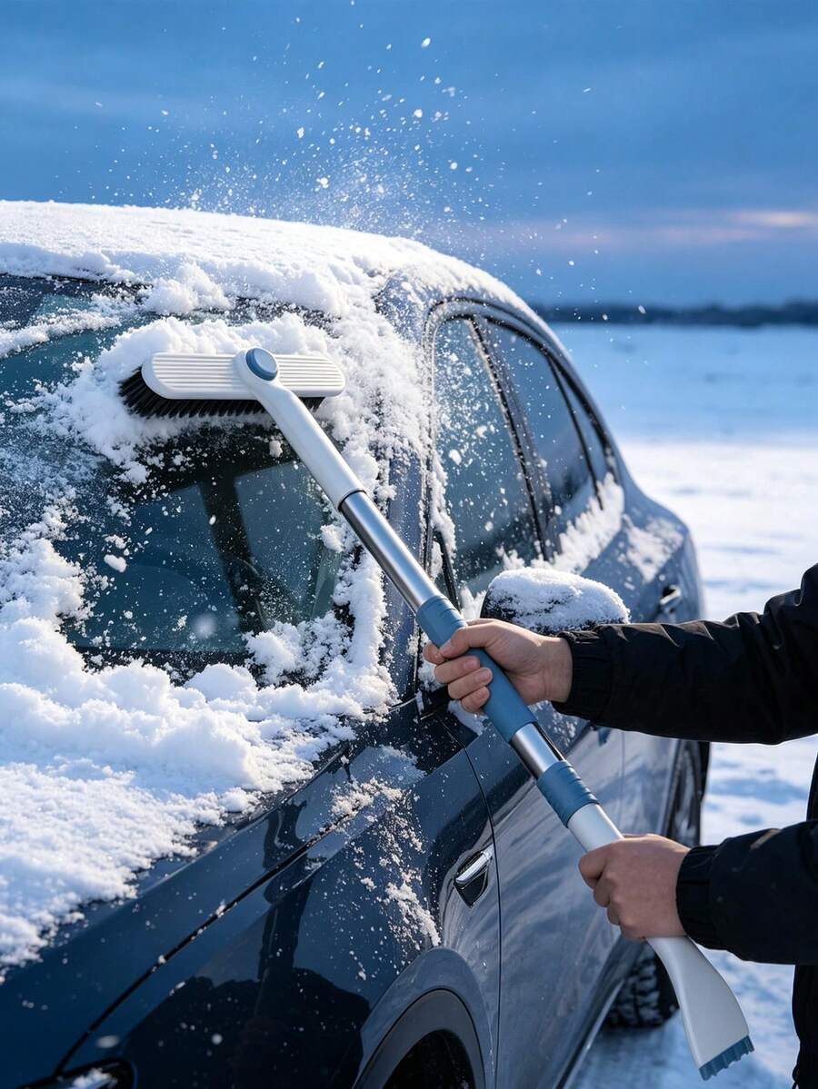 Multi-Function Car Snow Shovel, Telescopic Aluminum Alloy Vehicle Snow Scraper, Car Ice Scraper Frost Remover Snow Board - Multicolor - View 1