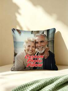 1 pièce Taie d'oreiller personnalisée avec photo de personne âgée DIY, taie d'oreiller imprimée sur un seul côté personnalisée pour conjoint, animal de compagnie, ami, mariage, vacances, fête, fête des mères, fête des pères, Thanksgiving, salon, canapé, chambre à coucher, décoration de tête de lit, housse de coussin lombaire, taie d'oreiller toutes saisons - Multicolore - Voir 4