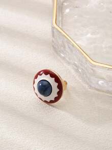 1pc Creative Design Fresh Pastoral Style Painted Geometric Open Ring Elegant Versatile Women's Hand Jewelry Suitable For Daily Wear And Date Party - Multicolor - View 3