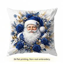 4pcs/1pc Blue Christmas Decorative Pattern Pillow Case Without Insert, Single-Sided Printed Pillow Case, Suitable For Living Room Bedroom Home Decor, All-Season Pillow Case - Multicolor - View 14