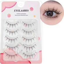 5 Pairs Boxed Cartoon Style Transparent Base False Eyelashes, Natural And Realistic Design - Black - View 10