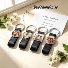 1 pieza Llavero de cuero PU personalizado, llavero de imagen exclusiva personalizada de múltiples formas, personalización de llavero familiar, llavero de regalo festivo con personalización exclusiva - Multicolor - Ver 5