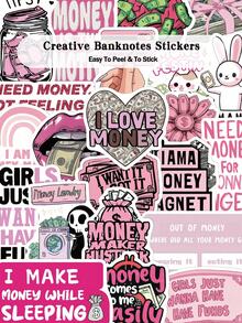 50pcs Creative Banknotes Stickers For Adults Teens Sticker Enthusiasts Back-To-School Season Halloween Scrapbooking Journaling Laptops Skateboards More Decor, Add A Fun Touch To Your Devices! - A - View 1