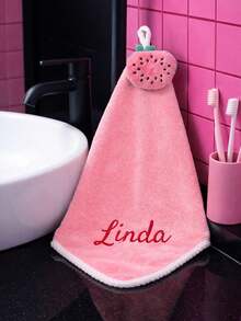Personalized Embroidered Hand Towel, Customized Name Hanging Towel, Suitable For Bathroom And Kitchen, Wedding Gift, Home Gift, Christmas Gift For Her - Multicolor - View 4