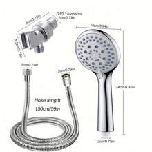 Tatukiko 3pcs/Set 5-Speed Boost Handheld Shower Head Set, Multi-Function Bathroom Shower Head Kit, ABS Plastic High Flow Rain Shower Head With 59-Inch Hose And Easy-Install Wall Mount Bracket, Suitable For Wall Shower, Modern Bathroom, Outdoor Shower And RV Shower, Ideal Gift For Holidays And Bathroom Renovation - Silver - View 3