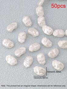 50pcs White Faux Pearl Beads Irregular Loose Spacer Beads Pendant For Jewelry Making DIY Bracelets Necklaces Accessories - Pearl - View 23