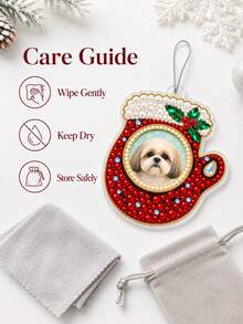 Custom Photo Pearl Bead Painting Ornament, Christmas Glove Design Hanging Pendant, DIY Hand Craft Kit, Personalized Photo Keepsake Christmas Tree Decor Holiday Gift For Pet Owners - Multicolor - View 6