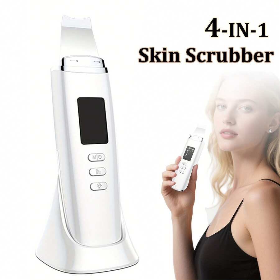 4-In-1 Facial Skin Scrubber, Home Use Pore & Surface Oil Cleanser, Multi-Mode Skincare Auxiliary Tool, USB Rechargeable Portable Beauty Care Device