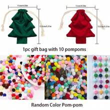 Christmas Tree Shaped Velvet Drawstring Gift Bag Mini Christmas Candy Gift Bag With Pom Pom Decoration Hanging Christmas Tree Decor Gift Bag Holiday Party Packaging Bag Christmas Small Gift Storage Bag Christmas Decoration - Multicolor - View 10