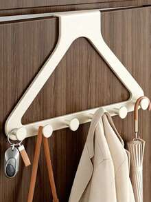 1pc Triangle Door Hook, Large Over Door Coat Rack, Thickened ABS Plastic Material, Heavy Duty Multi-Function Hanging Rack For Clothes, Bags, Keys, Hats, Towels, Space Saving Storage For Home, Bedroom, Bathroom, Entryway, Laundry, Kitchen - Multicolor - View 6