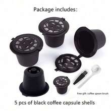 SOKANY 5 Pieces Of Reusable Coffee Capsule Shell, Can Be Filled With Coffee Powder, 6-Hole Water Inlet, 304 Stainless Steel Strainer, Measuring Spoon And Cleaning Brush, Suitable For Medium Roasting/Deep Roasting/Ultra-Fine Grinding - View 11