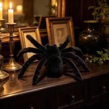 10PCS Halloween Flocked Spider Scary Realistic Fuzzy Fake Spider Haunted House Props Bar Decoration, Halloween Party Decoration Supplies - Flocked Spider - View 6