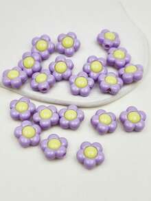 20pcs Sweet Cute Colorful Flower Beads DIY Jewelry Making And Decoration Beads For Phone Chain, Keychain, Necklace - Solid Color Floral - View 4