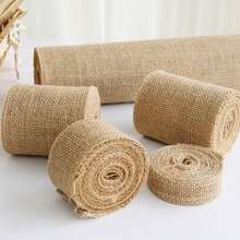 1 Roll/3 Rolls 1cm/2cm/4cm Rustic Style Natural Jute Fabric Ribbon Roll Coarse Linen Webbing Christmas Gift Packaging Bows DIY Handmade Wedding Home Farmhouse Decor - Multicolor - View 3