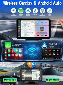 7 Inch High Definition Portable Car Touchscreen, Supports Wireless CarPlay, Screen Mirroring, Backup Camera, GPS Navigation, AUX, Compatible With All Car Models - MP5 - View 3
