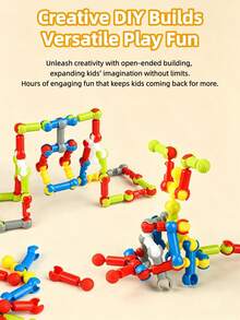Children's DIY Skeleton Building Block Toy Set, Creative STEM Assembly Educational Toy, Baby Brain Development Flexible Joint Interlocking Blocks, Boys And Girls Hand-Eye Coordination Toy, Suitable For 3+ Years Old Kindergarten Desktop Enlightenment Puzzle Toy, Colorful Multiple Shapes Interlocking Building Rods, Smart Rods 10/135/258pcs With Storage Bag, Birthday Holiday Christmas Gift, Classroom Reward - Multicolor - View 5