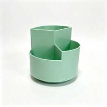 1 pieza Soporte giratorio de 360° para bolígrafos, diseño de 3 compartimentos, soporte giratorio de gran capacidad para bolígrafos, caja de almacenamiento de escritorio, organizador de papelería de escritorio, puede almacenar lápices, brochas de maquillaje, papelería, adecuado para oficina, escuela, suministros de arte - Multicolor - Ver 11
