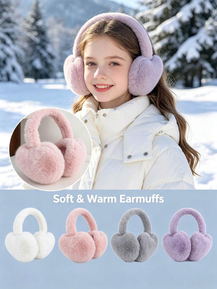 Autumn/Winter Korean Style Heart Plush Earmuffs For Women, Cute Anti-Freeze Warm Ear Covers, Ear Protection Warmer - Multicolor - View 1