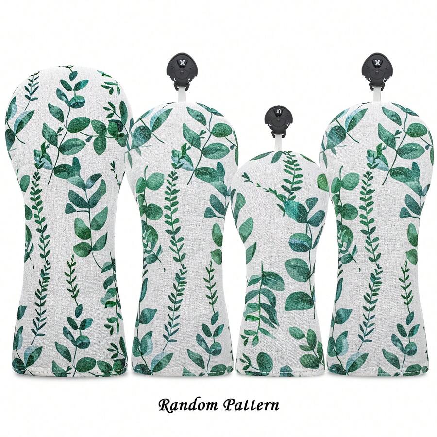 1pc Watercolor Green Leaf Botanical Printed Headcover Set For Driver, Fairway Wood And Hybrid, Protective Golf Club Head Cover For Outdoor Sports - Multicolor - View 1