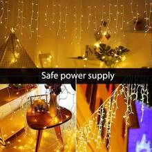 Multi-Specification Warm White LED Icicle Holiday Lights, 8 Dynamic Lighting Effects, Flat And Wavy Styles Available, Independent Battery Box (Batteries Not Included), No Outlet Restriction, One-Touch Switch For Various Warm Light Dynamic Effects To Create A Cozy Night Scene - Battery Box Ice Bar Butterfly - View 12