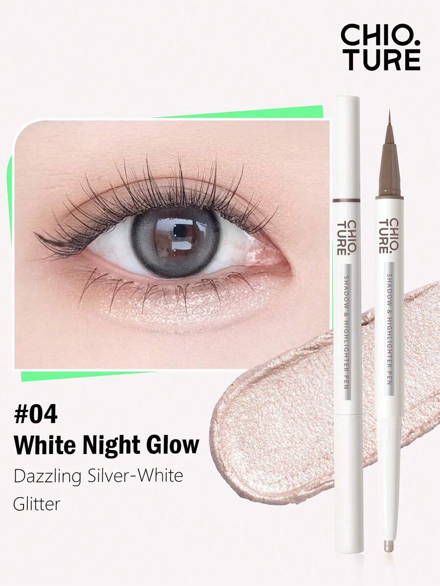 CHIOTURE Dual‑Ended Eyeshadow Liner Pen, Shimmer Highlighter Brightening Liquid & Matte Natural No‑Makeup Finish, Brighten Eyelid Crease & Draw Lower Lash Line, 2‑In‑1 Multi‑Purpose Pen, Beginner‑Friendly - #04 White Night - View 1