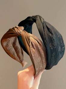1/2PCS Vintage Floral Print Knotted Wide Headband, Korean Style Elegant Fashion Versatile Hair Accessory For Women - Multicolor - View 10