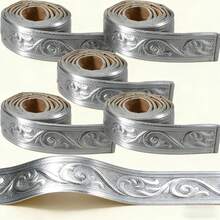 5 Rolls 3D Flexible Foam Decorative Wall Sticker Set, Crown-Shaped Self-Adhesive Wall Sticker, 6cm Wide, 1 Roll = 2.3m, Self-Adhesive Baseboard, Decorative Wallpaper Edge Trim With Backing - Multicolor - View 4
