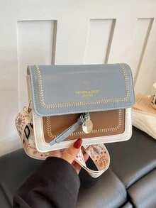 Minimalist Fashion Flap Mini Square Bag - Blue - View 1