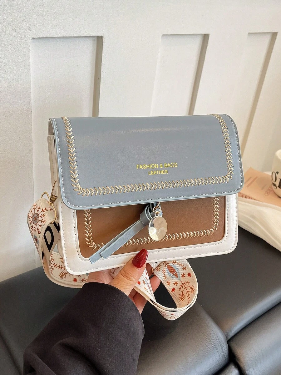 Minimalist Fashion Flap Mini Square Bag - Blue - View 1