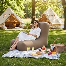 Portable L-Shaped Inflatable Outdoor Rocking Chair Sofa, PVC Flocked Fabric Ultra-Light Inflatable Lounge Chair, Camping Beach Pool Yard Travel Leisure Sofa, Halloween Christmas Gift - Rocking Sofa - View 3
