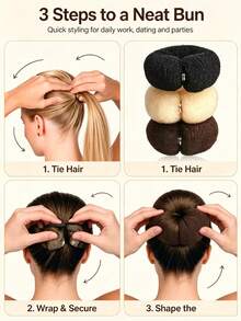 2/1pc Set Hair Bun Styler, Mesh Ballet Bun DIY Hair Tie Styling Sponge, Button Design, Fresh Sweet Braided Hair Accessory, Heatless Curling Hair Tool, Practical Hair Styling Tool, Halloween Wedding Christmas Candy Bag Home Decor - Multicolor - View 3