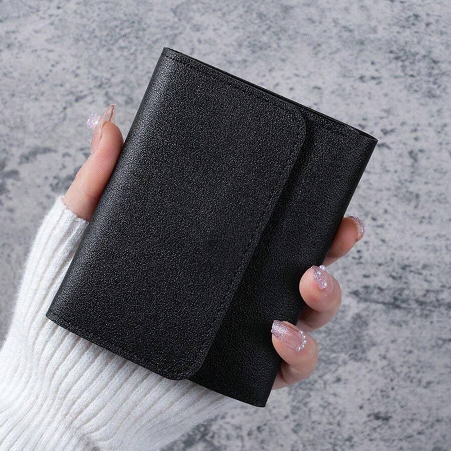 Minimalist Short Women's Wallet Student Ticket Holder Multifunctional Card Holder Coin Purse Tri-Fold Ultra-Thin Smooth Surface Wallet - Multicolor - View 1