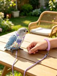Colorful Polka Dot Parrot Flight Suit Leash Set With Wrist Strap + 50pcs Disposable Diaper Set, Adjustable Anti-Escape Bird Harness Leash, Multi-Color Portable Anti-Loss Outdoor Flight Rope, Suitable For Cockatiel, Budgie, Small And Medium Parrots, Outdoor Park Walking, Travel Carrying, Daily Window Venting Anti-Loss - Multi-color - View 3