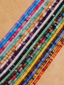 1 Strand 2X4MM Natural Stone Colorful Agates Round Rondelle Spacer Beads For Jewelry Making Diy Bracelet Necklace Ring Accessories - Multicolor - View 2