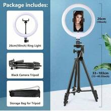 AXNEN Lampu Ring LED 12 Inci dengan Tripod yang Dapat Diatur dan Dudukan Ponsel - Kit Pencahayaan Profesional untuk Fotografi & Live Streaming, 3 Mode Cahaya, Paduan Aluminium Ringan - Dark Grey - View 13