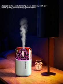 1pc Volcano Aromatherapy Humidifier, Ultrasonic Mist Humidifier With Cracked Volcano LED Atmosphere Night Light, USB Quiet Desktop Air Humidifier, Suitable For Bedroom, Office, Home Decor - one-size - View 7