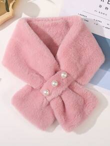 1pc Autumn/Winter Hot-Selling Faux Rabbit Fur Short Cross Pearl Design Fashion Warm - Multicolor - View 12