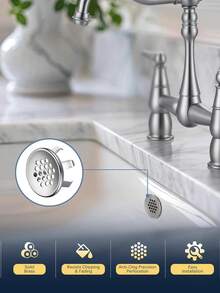 2pcs Sink Overflow Ring, Solid Brass Sink Overflow Cover Brushed Nickel - Multiple Styles - View 5