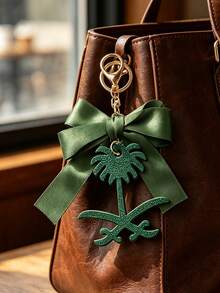 Pu Coconut Camel Palm Tree Bag Charm,Bow Keychain,Leather Palm Tree Bag Accessory,Fashion Women Handbag Charms,Gifts From Middle East,Holiday Gift - Multicolor - View 3