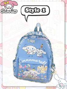 asmodee Sanrio Cinnamoroll Printed Backpack, Full-Coverage Graffiti Style Pattern Polyester Daily Bag, Multiple Storage Pockets, Adjustable Thickened Shoulder Straps - Multicolor - View 5