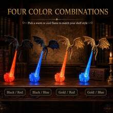 3D Printed Flying Dragon Decor, Red & Blue Flame Ornament, Fantasy Bookshelf Corner Decoration, Reading Room Display, Unique Gift For Book Lovers - Multicolor - View 5