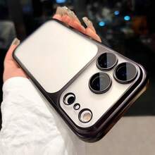 奢華透明磨砂電鍍手機殼，適用於 iPhone 18 Pro Max 17 16e 15 14 Plus 13 12 11 Pro，附鏡頭保護，金屬色邊框後蓋 - 黑色 - 查看 6