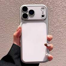 Luxury Transparent Matte Plating Phone Case Compatible With Iphone 18 Pro Max 17 16e 15 14 Plus 13 12 11 Pro,With Lens Protection,Metallic Color Frame Back Cover - Silver - View 10