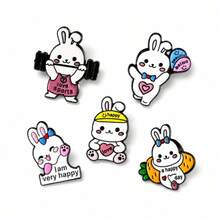 1pc Ins Style Creative Cute Rabbit Metal Brooch, Cartoon Adorable Bunny Badge, Backpack Clothes School Uniform Accessory, Holiday Small Gift - Multicolor - View 1
